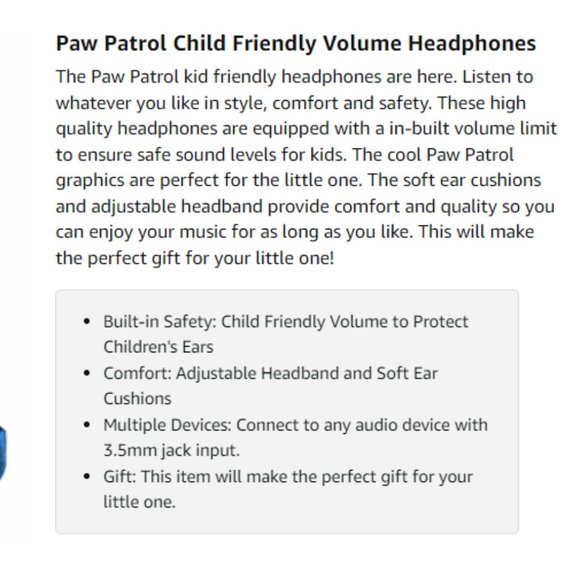 *EUC* Nickelodeon KIDSdesign Paw Patrol safe volume kids headphones - Picture 4 of 4